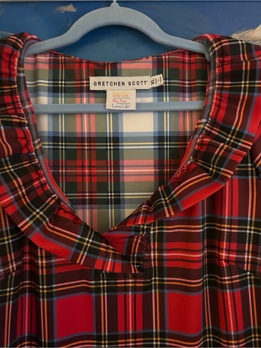 Gretchen Scott Designs vibrant. Red Plaid Dress XL - Picture 2 of 5